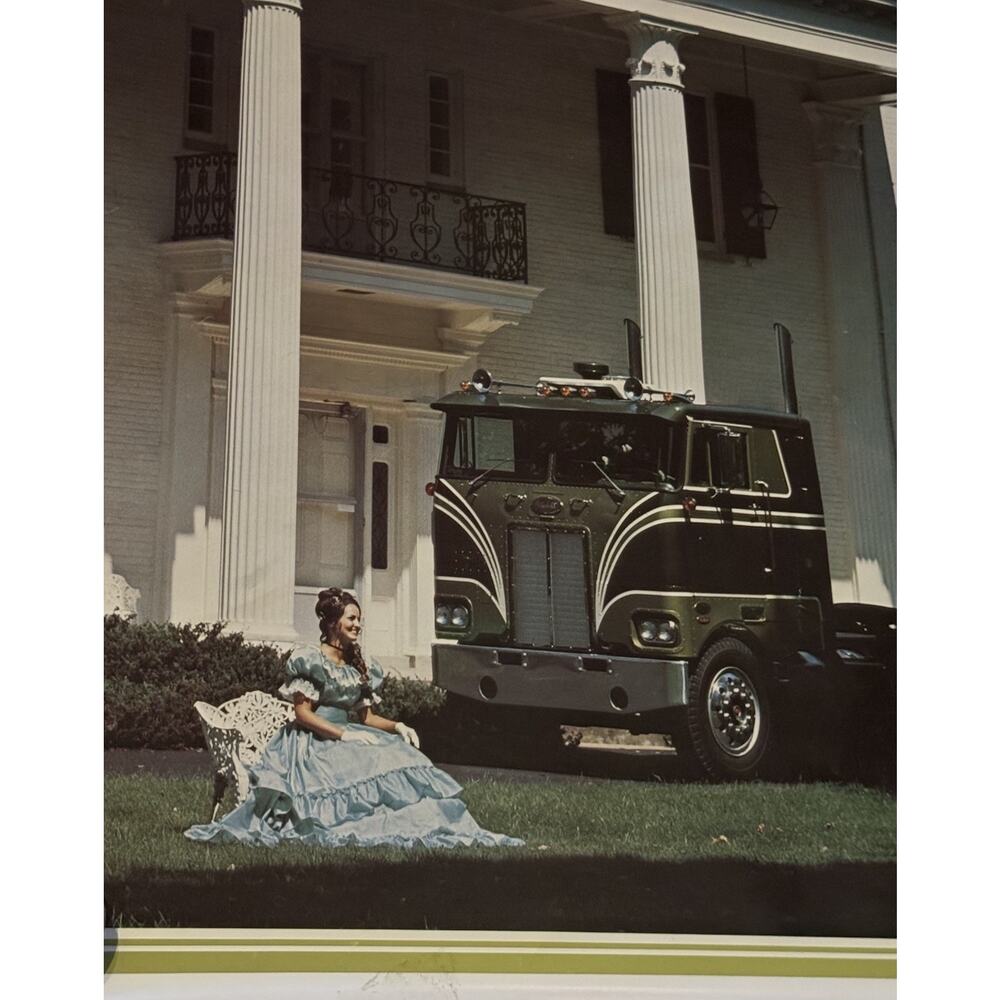 VTG Peterbilt 352 Cabover Truck Dealer Poster Southern Belle Mansion 1970s READ